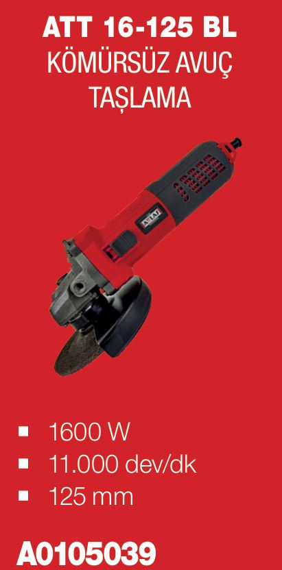 ATTLAS ATT 16-125 BL KÖMÜRSÜZ AVUÇ TASLAMA 1600 W